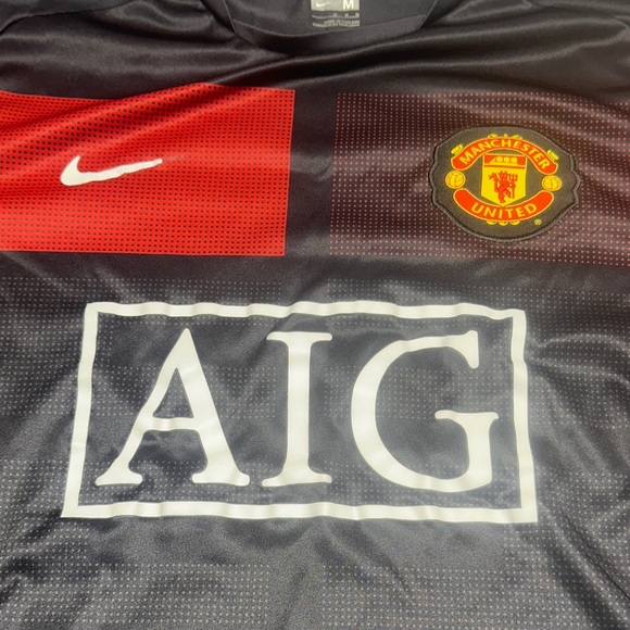 Nike Manchester United 2007/08 Away Jersey Medium Black Red AIG Sponsor - Picture 4 of 9
